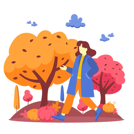Frau genießt das Wetter  Illustration