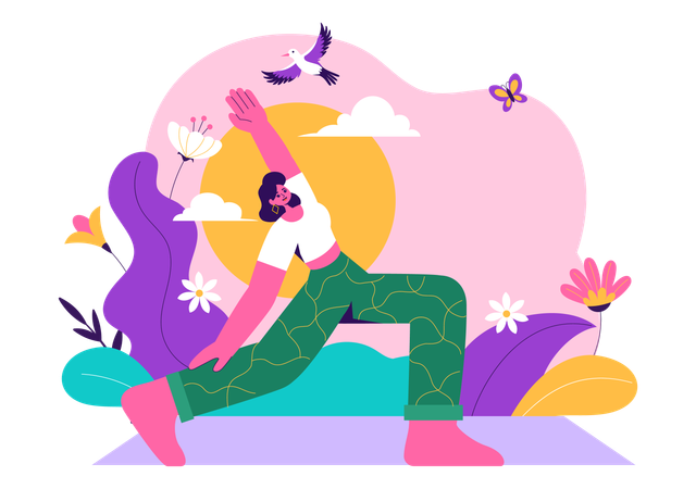 Frau genießt Internationalen Yoga-Tag  Illustration