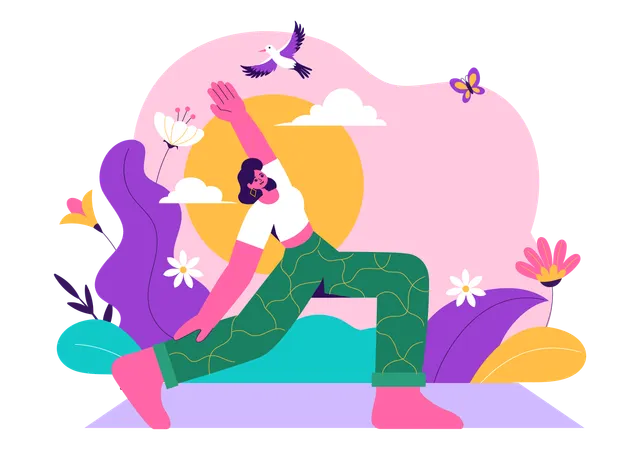 Frau genießt Internationalen Yoga-Tag  Illustration