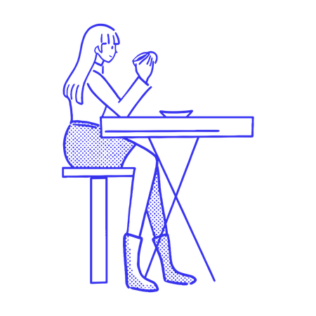 Frau genießt Kaffee im Café  Illustration