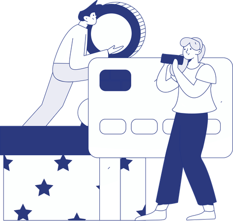 Frau kauft gerne online ein  Illustration