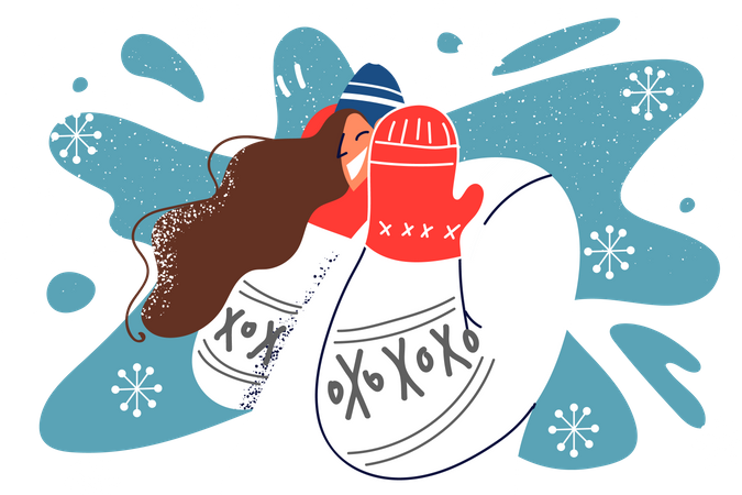 Frau genießt Schnee  Illustration