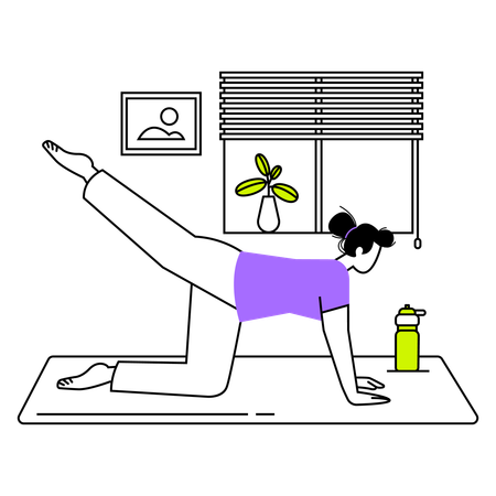 Frau genießt Yoga-Sitzung  Illustration