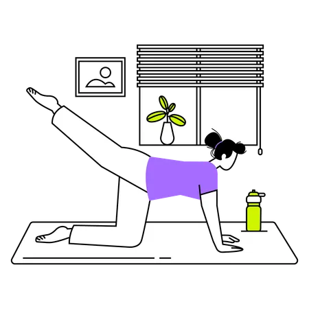 Frau genießt Yoga-Sitzung  Illustration