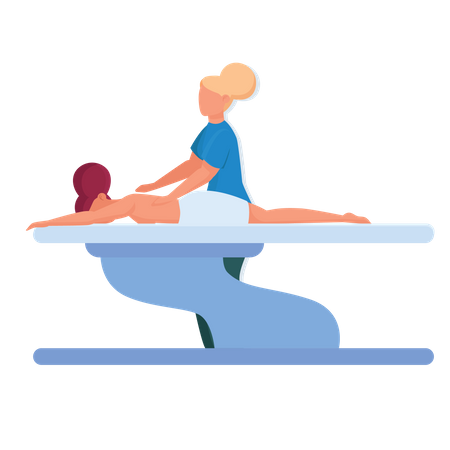 Frau gibt einer jungen Dame eine Massage  Illustration