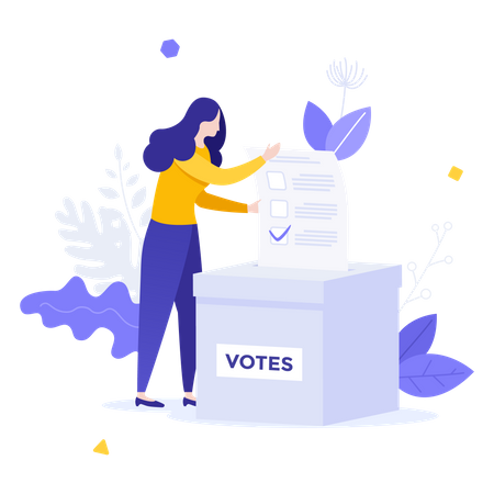 Frau wirft Stimme in Wahlurne  Illustration