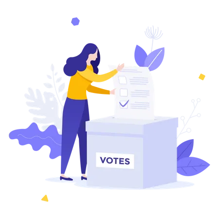 Frau wirft Stimme in Wahlurne  Illustration