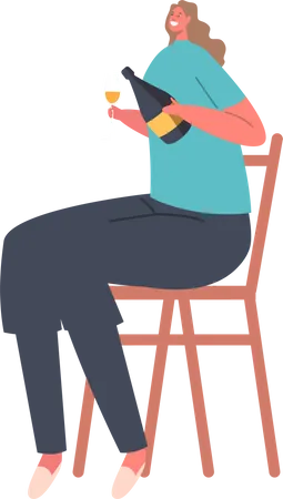 Frau gießt Alkoholgetränk in Weinglas  Illustration