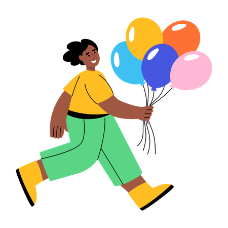 Frau mit aufblasbaren Ballons  Illustration