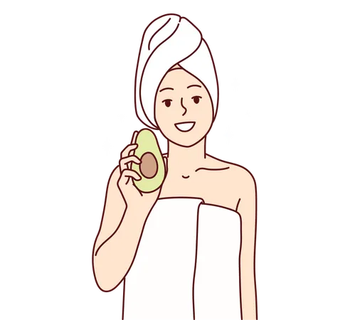 Frau mit Avocado  Illustration