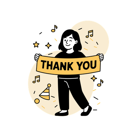 Frau mit Dankeschön-Banner  Illustration