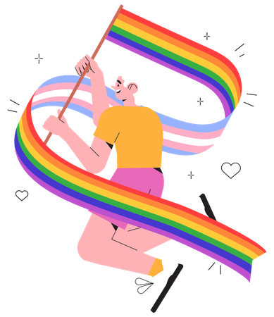 Frau mit LGBT-Flagge  Illustration