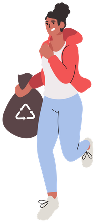 Frau hält Müllsack  Illustration