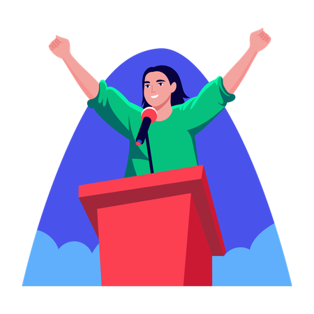 Frau hält öffentliche Rede  Illustration