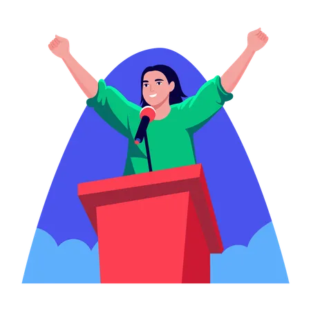 Frau hält öffentliche Rede  Illustration