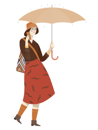 Frau mit Regenschirm  Illustration