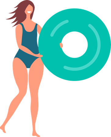 Frau mit Schwimmring  Illustration