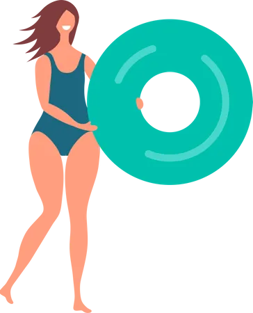 Frau mit Schwimmring  Illustration