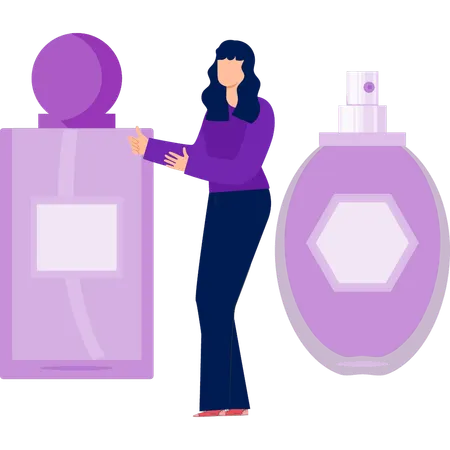Frau mit Sprühflasche  Illustration
