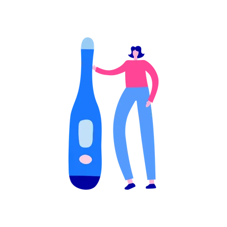 Frau mit Thermometer  Illustration