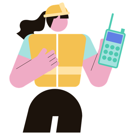 Frau mit Walkie-Talkie  Illustration