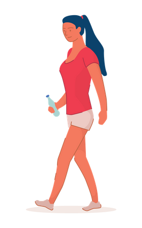 Frau hält Wasserflasche  Illustration