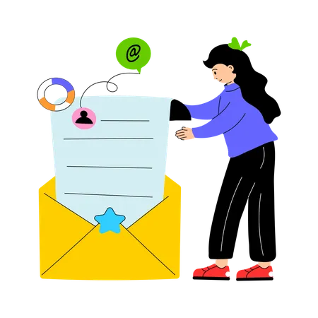 Frau erhielt E-Mail  Illustration