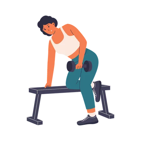 Frau hebt Hantel im Fitnessstudio  Illustration
