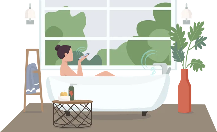 Frau im automatisierten Badezimmer  Illustration