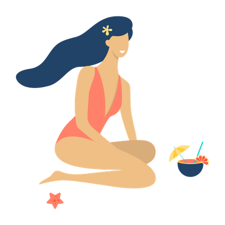 Frau im Badeanzug  Illustration