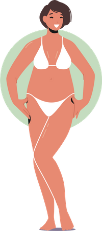 Frau im Bikini posiert für ein Foto  Illustration