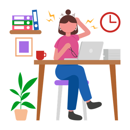 Frau im Bürostress  Illustration