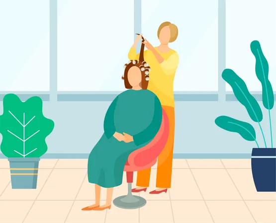 Frau im Friseursalon  Illustration