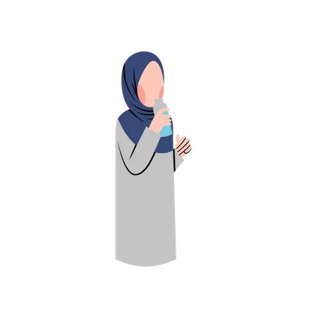 Frau im Hijab trinkt Wasser  Illustration