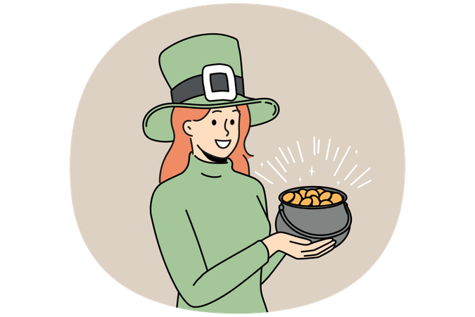 Frau im Kostüm zum St. Patrick's Day  Illustration