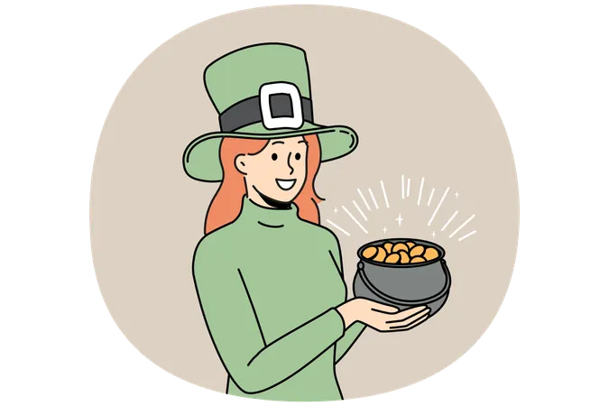 Frau im Kostüm zum St. Patrick's Day  Illustration