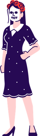 Frau im mexikanischen Tag der Toten-Kostüm  Illustration
