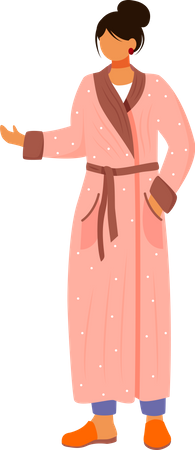 Frau im pastellfarbenen Bademantel  Illustration