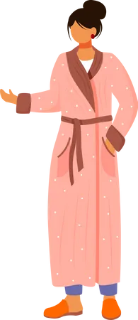 Frau im pastellfarbenen Bademantel  Illustration