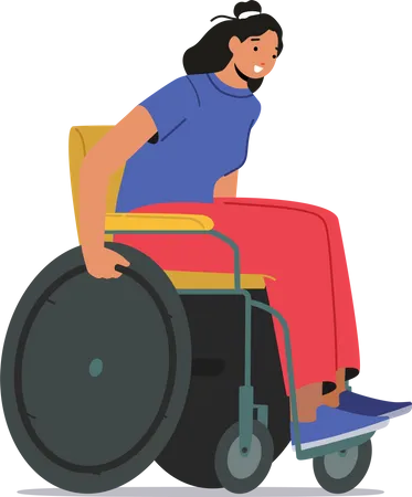 Paralympic Athlet Rennen Frau Reiten Rollstuhl Wahrend Marathon Competition Behindert Einzel Zeichen Sport Workout Behinderten Person Ubung Reha Activity Karikatur Leute Vektor Abbildung Illustration