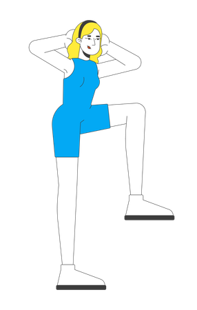 Frau im Trainingsoutfit macht Kniehebeübung  Illustration