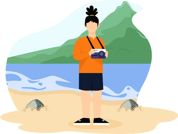 Frau im Urlaub  Illustration