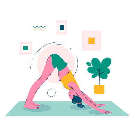 Frau in Stretch-Pose des Yoga  Illustration