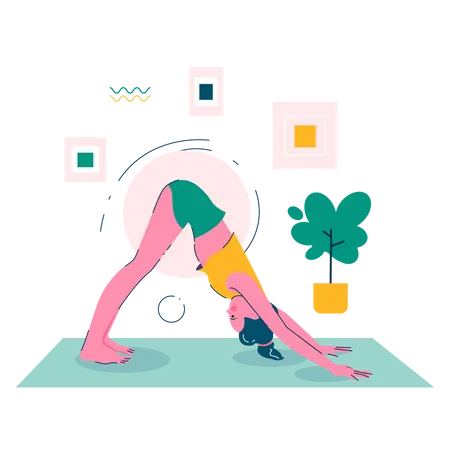 Frau in Stretch-Pose des Yoga  Illustration