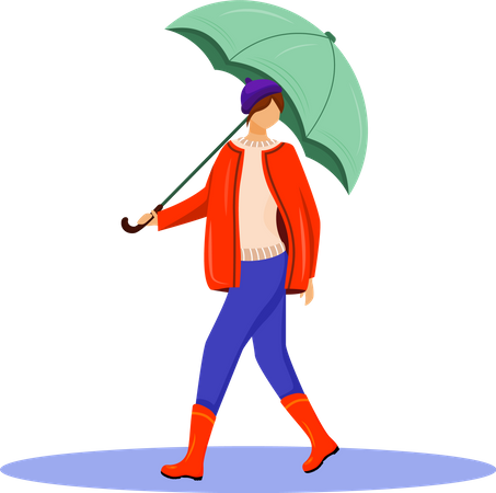 Frau in Pullover und roter Jacke  Illustration