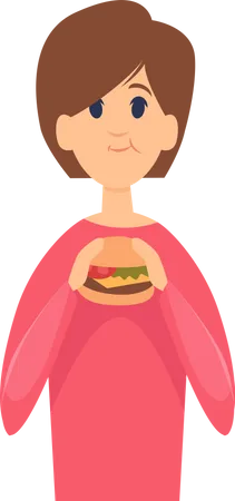Frau isst Burger  Illustration