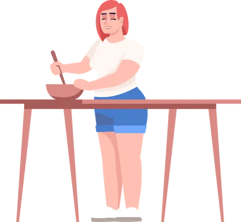 Frau isst gesunde Mahlzeit  Illustration