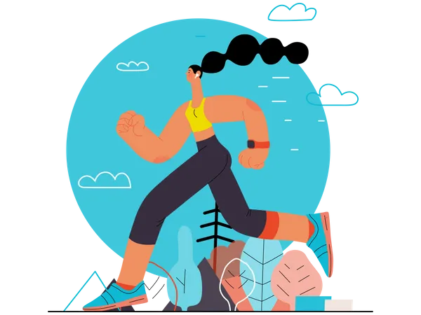 Frau joggt draußen  Illustration