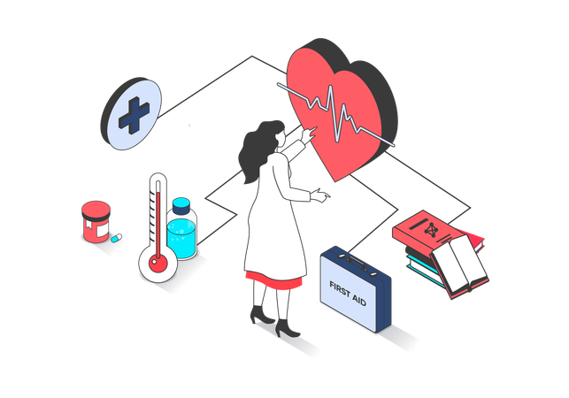 Frau Kardiologe Diagnose Herzkrankheit  Illustration