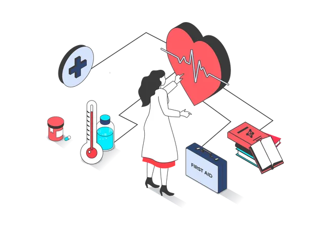 Frau Kardiologe Diagnose Herzkrankheit  Illustration